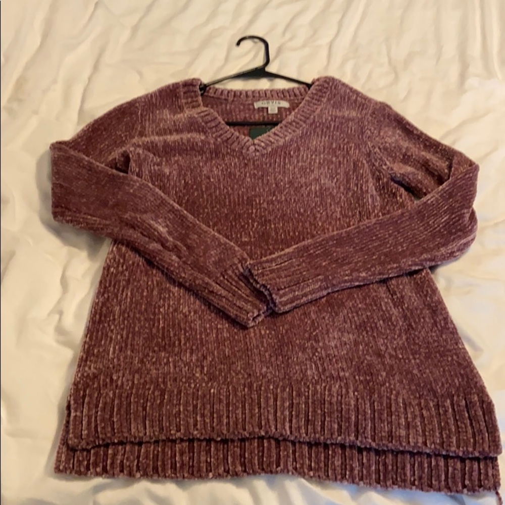 Long sleeve Chenille v neck sweater